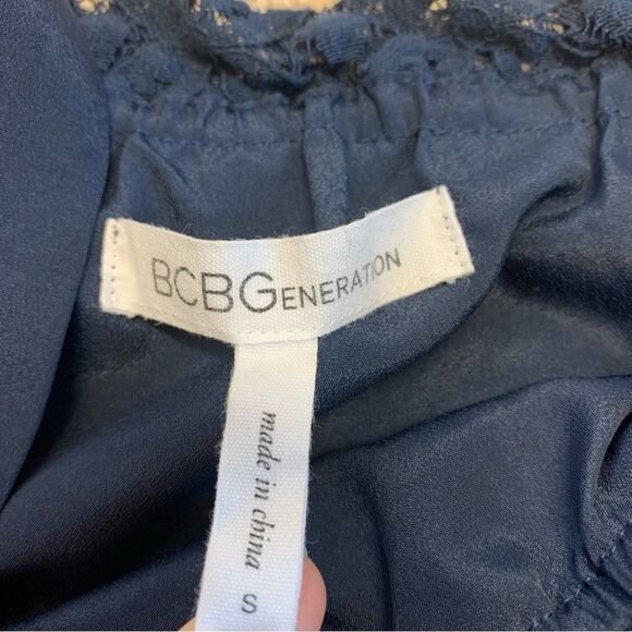 Bcbgeneration navy blue lace off shoulder mini dress Sz S - Picture 10 of 14